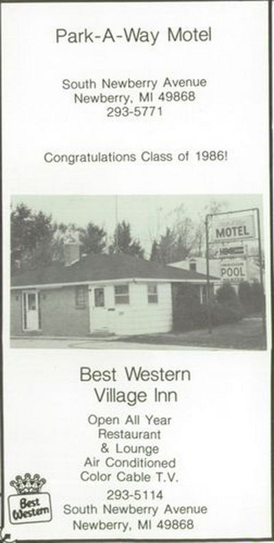 Park-A-Way Motel - 1986 Newberry High Yearbook Ad (newer photo)